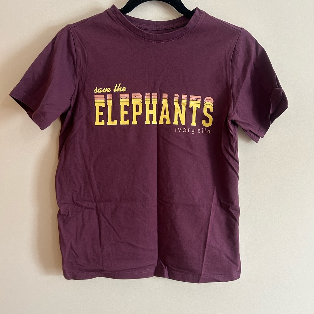 Ivory Ella Maroon and Yellow Save the Elephants Tee